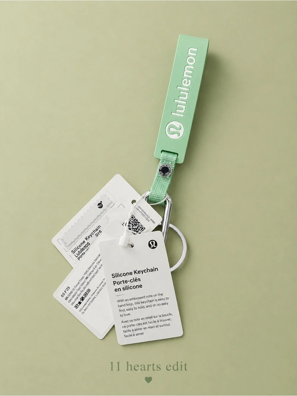 Lululemon Silicone Keychain NWT Mint Green Live In The Moment Carabiner Clip